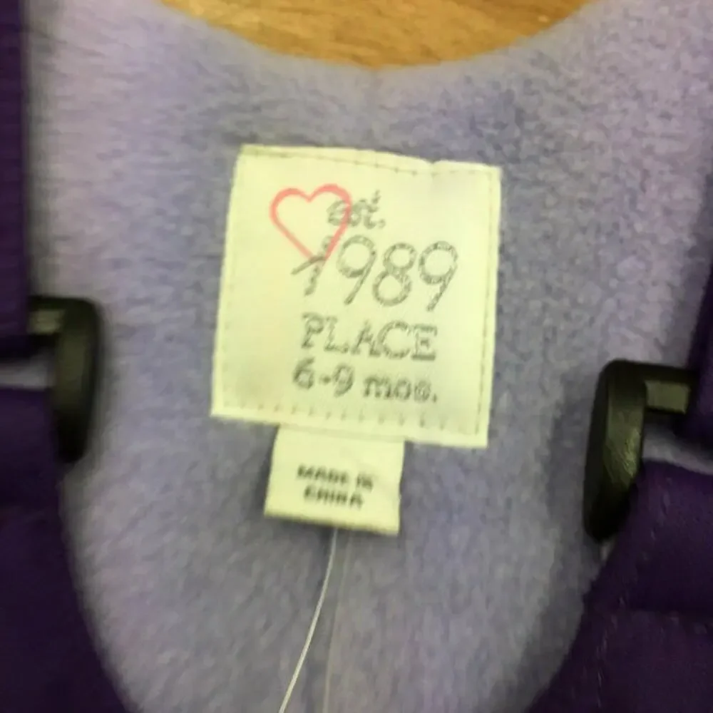 Children's Place Girls Ski Bib Sz 6-9 Months Purple Snow Pants Fleece Lined‎ NEW